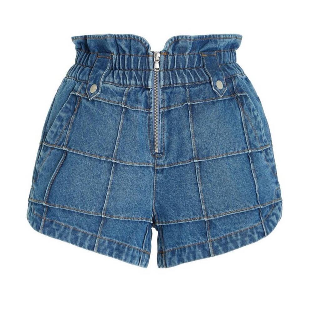 SEA Dagmar Paperbag-Waist Zipper Fly Denim Shorts - 4